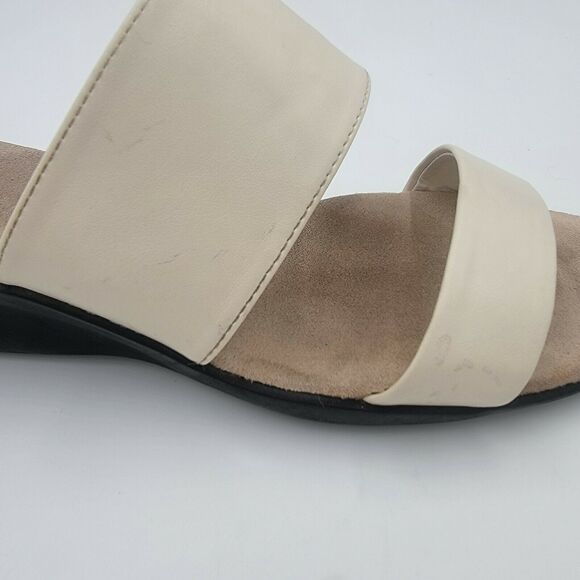 Aerosoles Size 8.5 Cream Badazzle Double Strap Slip-On Wedge Sandals Comfort - Picture 5 of 9